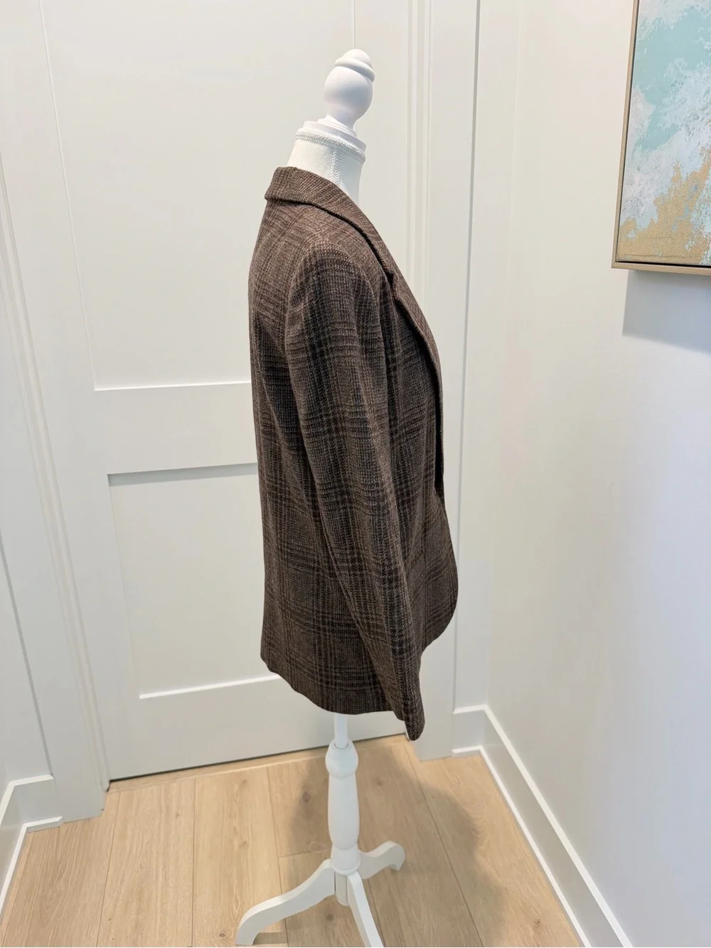 Vintage Worthington 100% wool brown Glen Plaid one button lined blazer size 8